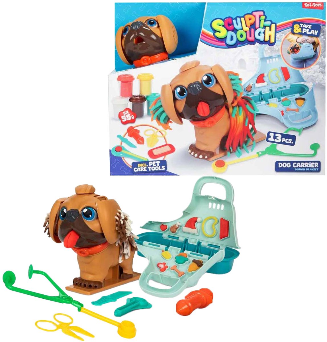 Set Toi-toys in argilla scultorea cane guardiano dello zoo, 13 pezzi.