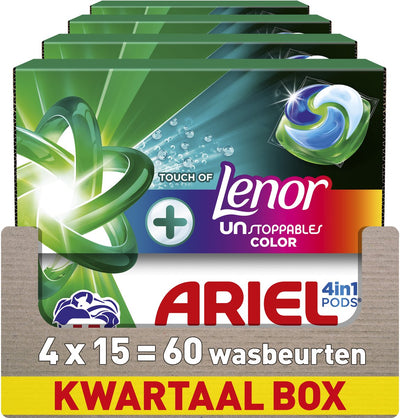 Ariel 4in1 detergent pods +touch from Lenor unstoppables color - 4 x 15 washes