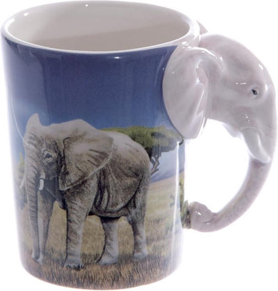 Taza de cerámica de mango de elefante