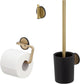 Tiger tune - set accessori per WC - scopino per WC con supporto - portarotolo senza patta - gancio per asciugamani - nero spazzolato oro