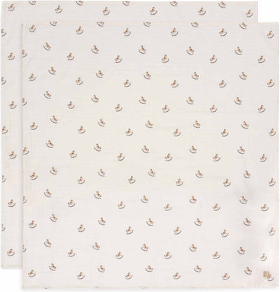 Jollein - panno idrofilo grande 115x115 cm - fasciatoio - cotone morbido - 2 pezzi - corsa nostalgica