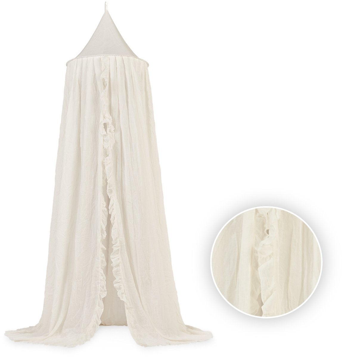Jollein - baby klamboe vintage ruffle (ivory) - katoen - polyester - baby sluier, bed hemeltje - 245cm