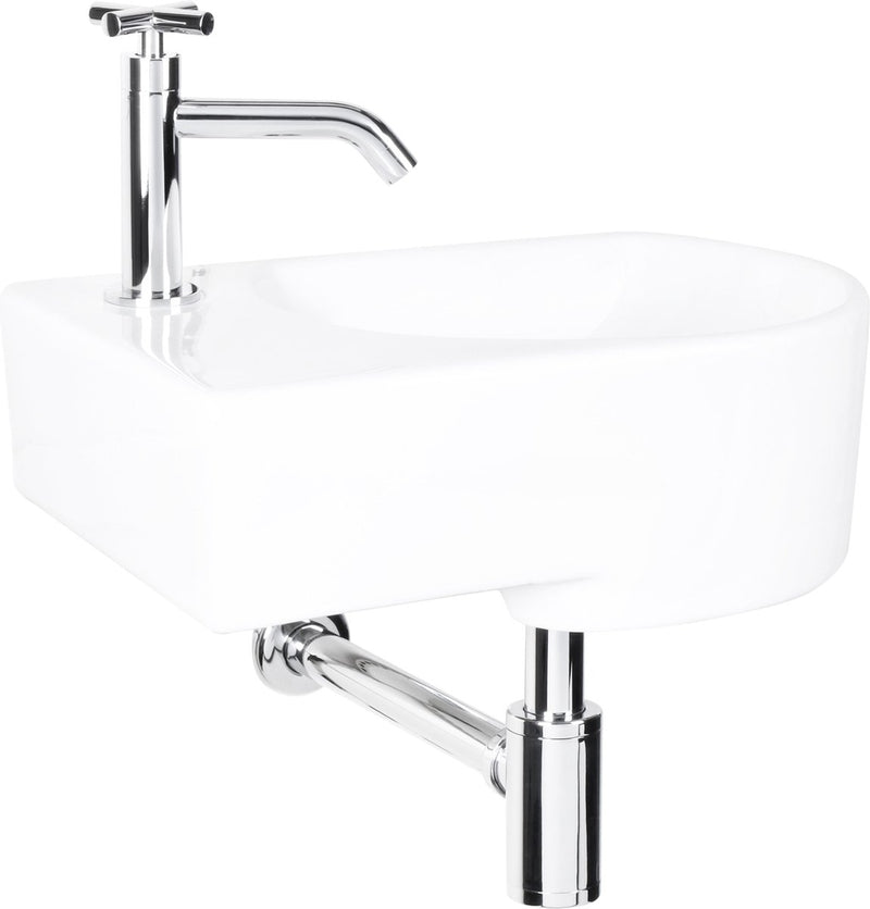 Differnz Appollo fontana WC sinistra - set - fontana 41 x 27 cm compreso rubinetto e sifone - ceramica - bianco