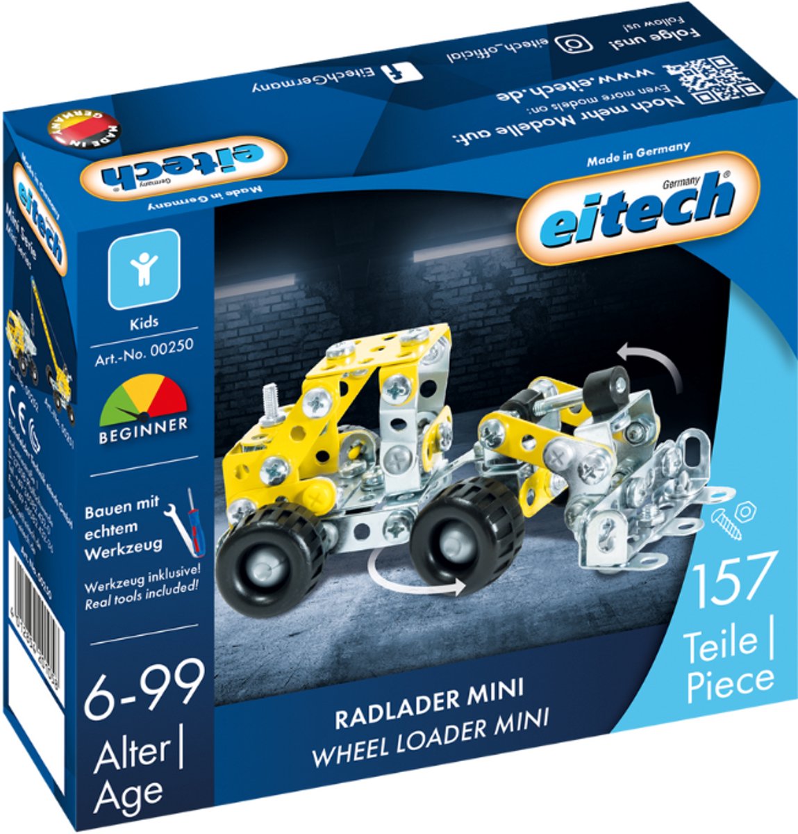 Caja de construcción Eitech ® – juego de construcción mini pala – 157 piezas – kit de construcción de metal con herramientas – juguetes de construcción – a partir de 6 años