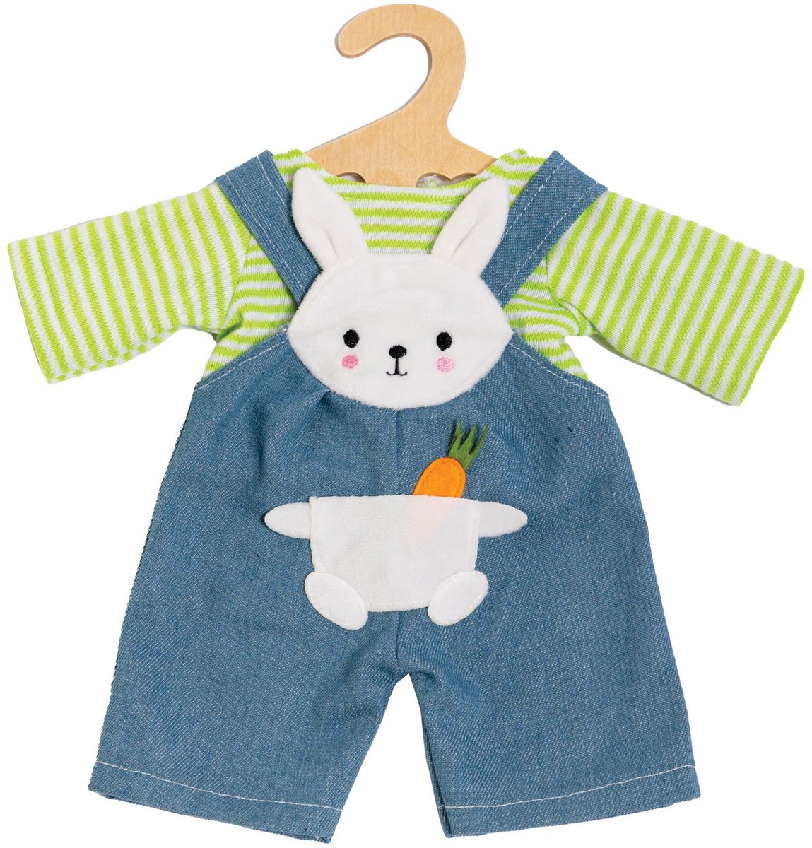Dolls dungarees with striped shirt Bunny Lou, 28-35 cm