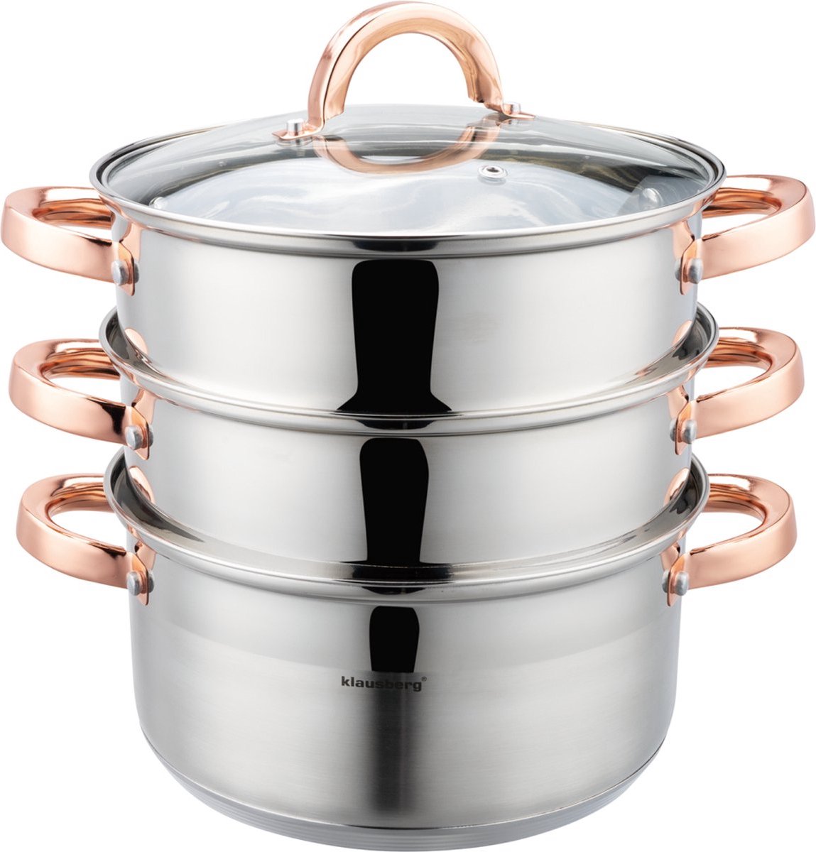 Klausberg 7732 - stoompan - 4 delig - 22 cm - rvs - alle warmtebronnen
