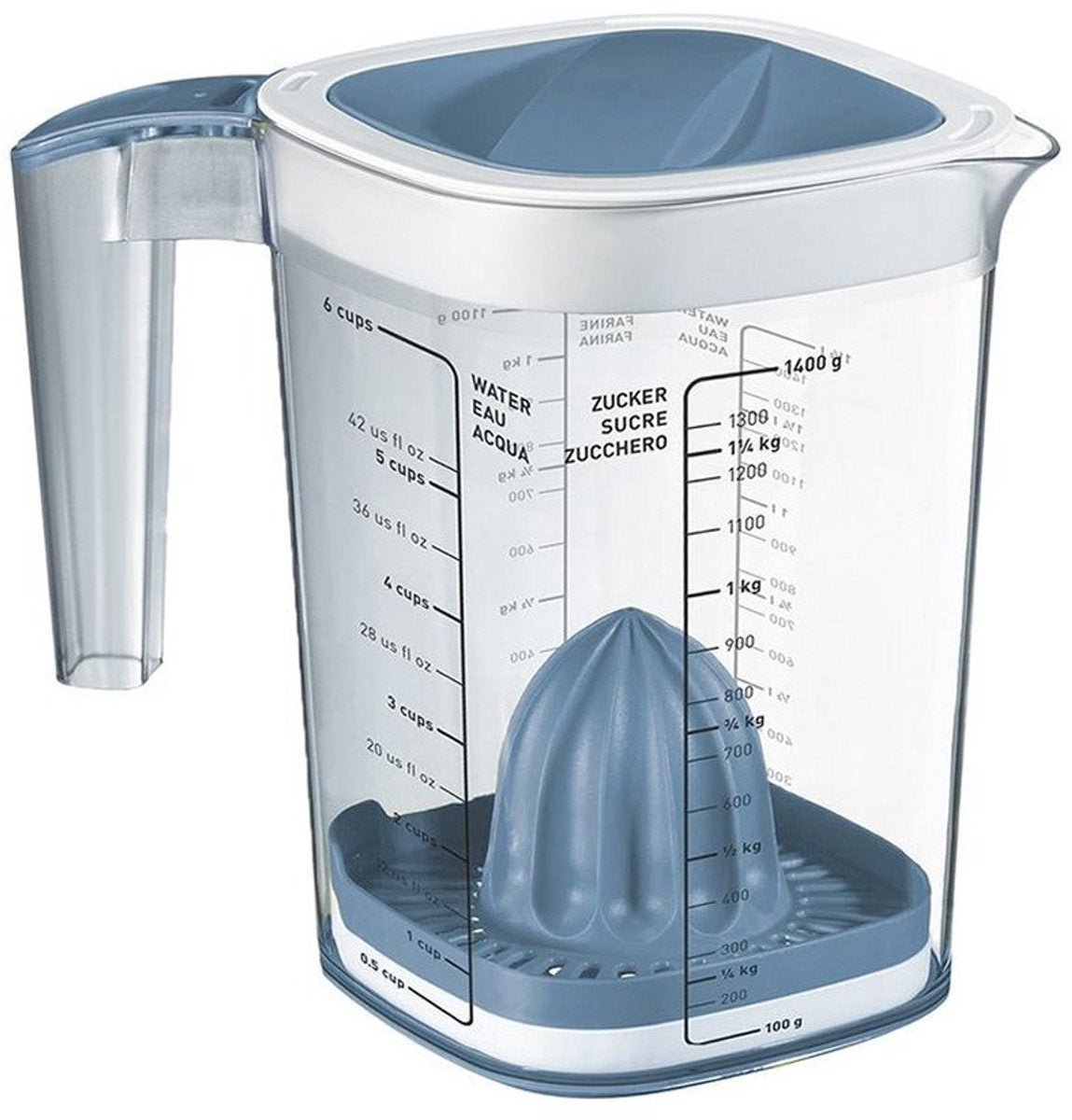 Vaso medidor Rotho loft - multiusos - con protección contra salpicaduras - azul horizonte