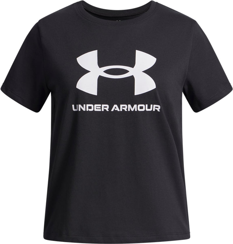 Under armour ua big logo ss unisex sportshirt - zwart - wit