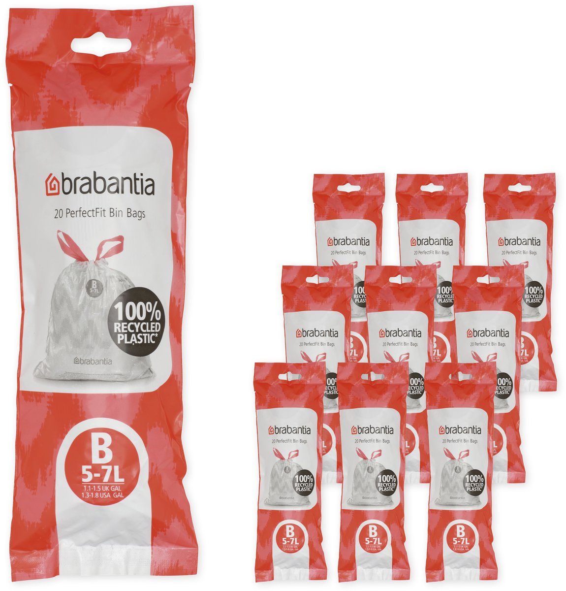 Sacchi spazzatura Brabantia Perfectfit - 5 l - codice b - 10 rotoli x 20 pezzi
