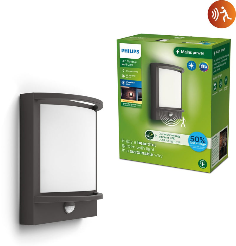 Lampada da parete Philips LED Philips Samondra - ultra efficiente - antracite - con sensore - 3,8w