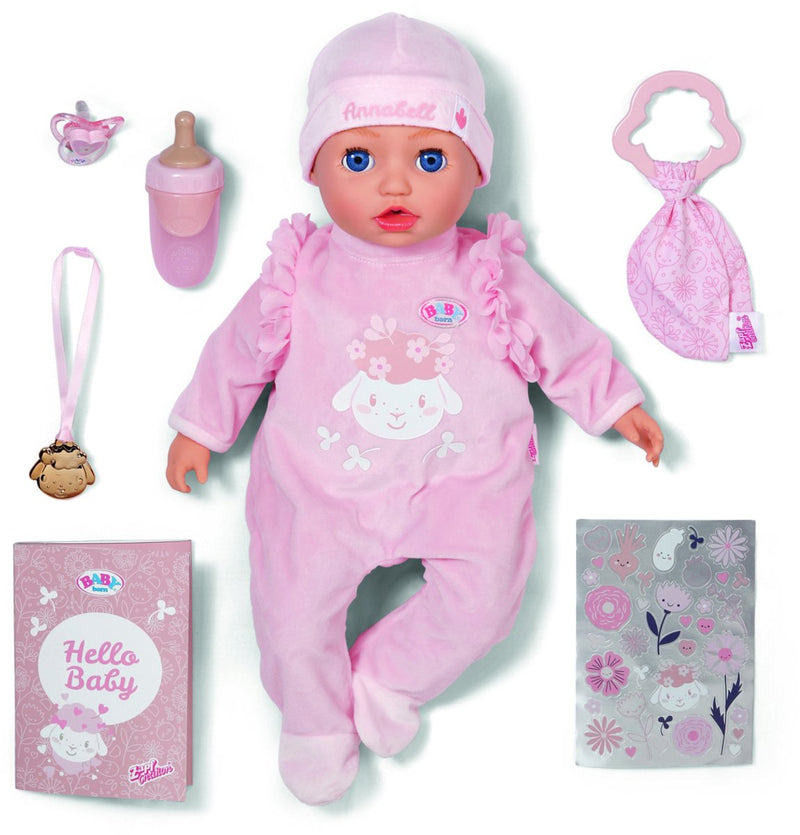 Muñeca bebé born Annabell 43cm con accesorios y sonido.