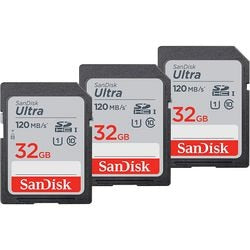 Tarjeta de memoria Sandisk ultra 32 GB SDHC UHS-I clase 10 pack de 3