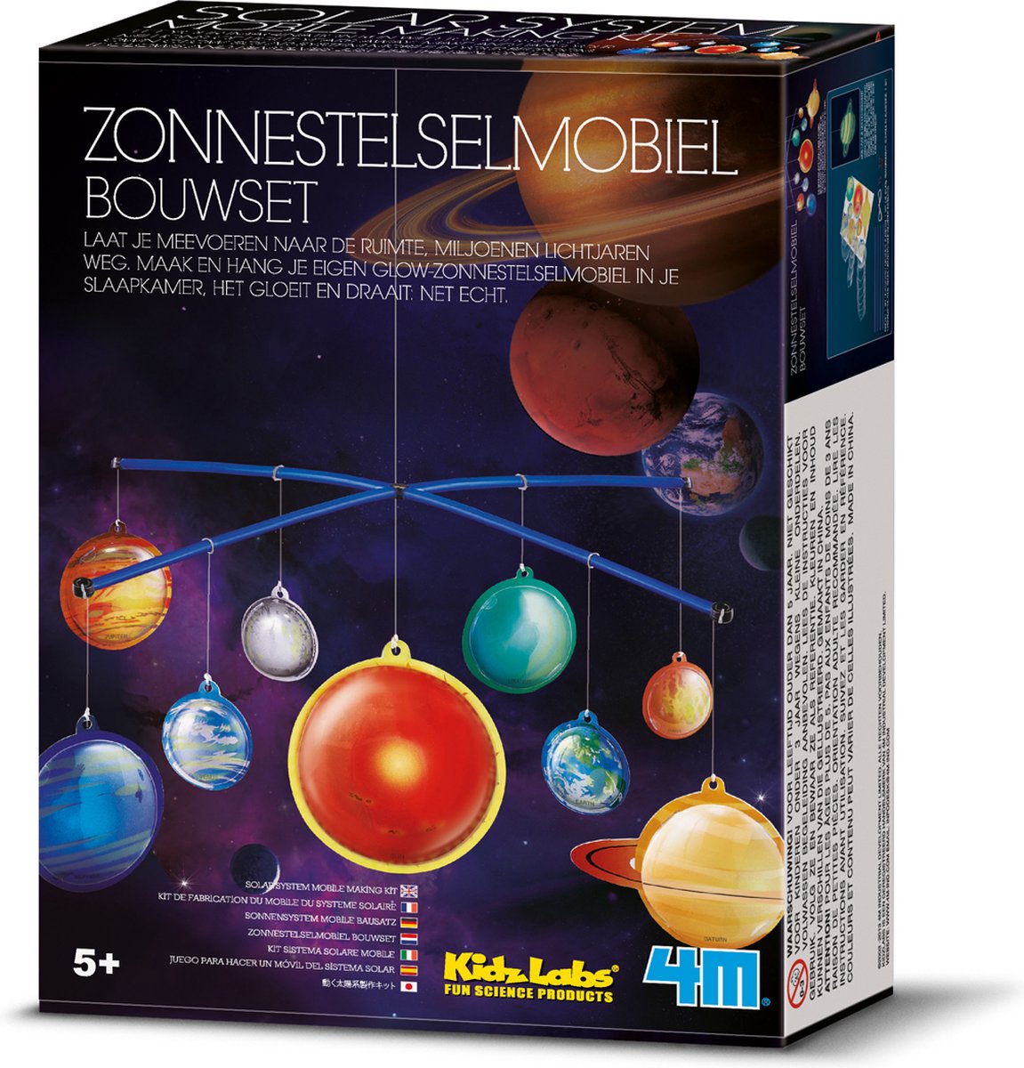4m wetenschap en spel - bouwset zonnestelselmobiel - glow in the dark - modelbouw - kidzlabs - 5 jaar