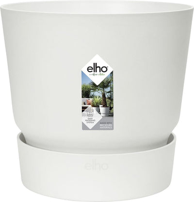 Elho greenville rond 14 - bloempot voor buiten met waterreservoir - 100% gerecycled plastic - ø 14.0 x h 13.4 cm - wit