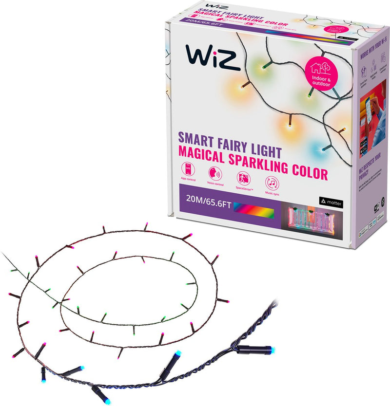 Catena luminosa intelligente Wiz - 20 metri - luce bianca e colorata - 160 luci - 8 zone luminose diverse - anche per esterni