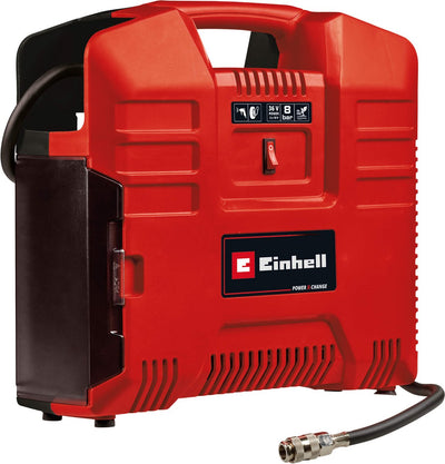 Einhell battery compressor te-ac 36 8 li or set solo - power x-change - 36 v li-ion - max. 8 bar - oil-free - suction power 130 l min - incl. 3-piece adapter set - excl. battery and charger