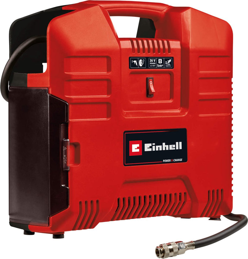 Compressore a batteria Einhell te-ac 36 8 li o set solo - power x-change - 36 v li-ion - max. 8 bar - senza olio - potenza di aspirazione 130 l min - incl. Set adattatori da 3 pezzi - escl. batteria e caricabatterie