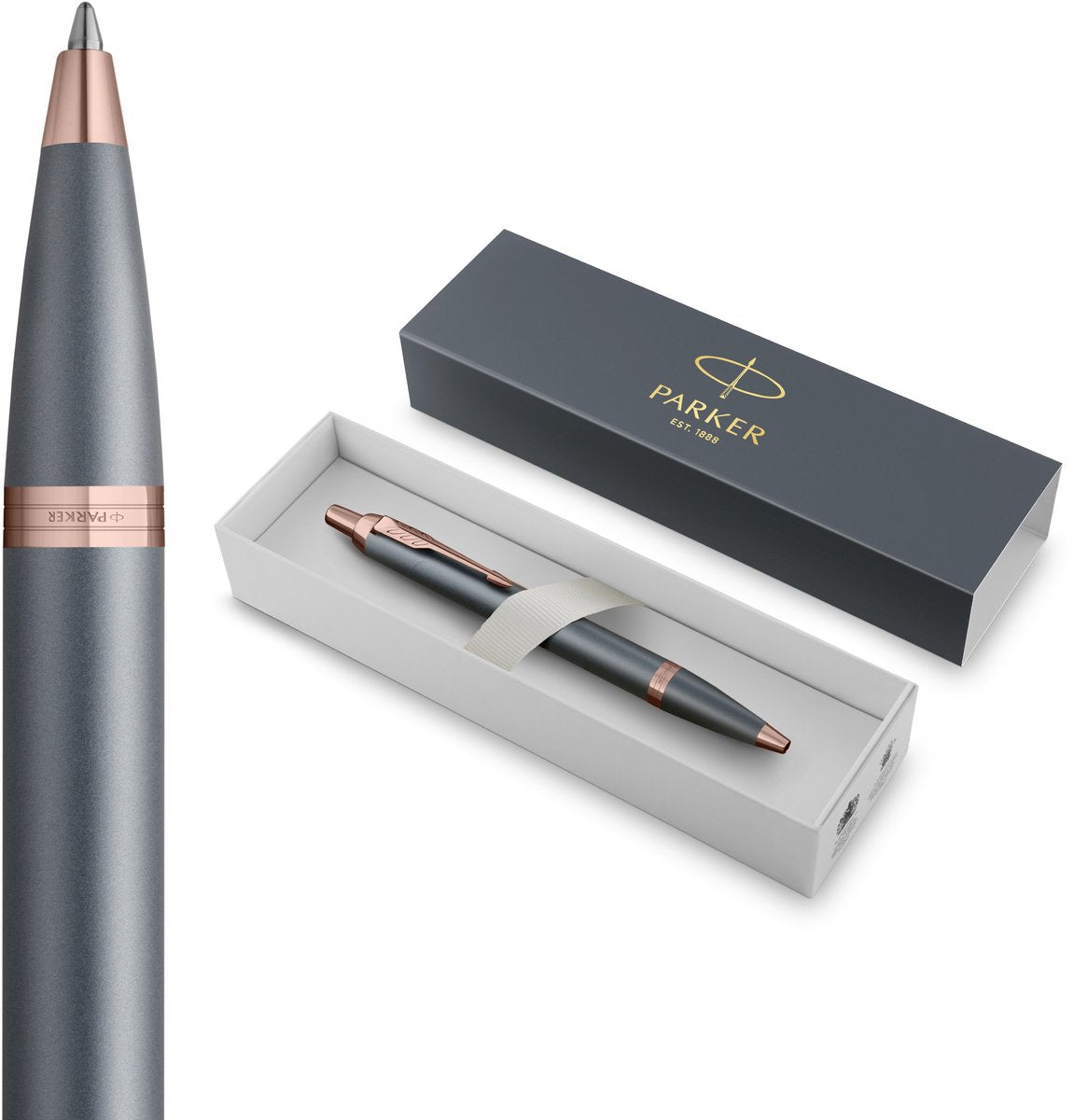 Parker im-balpen | finishing touch-collectie | leisteenafwerking | medium | blauw | geschenkverpakking
