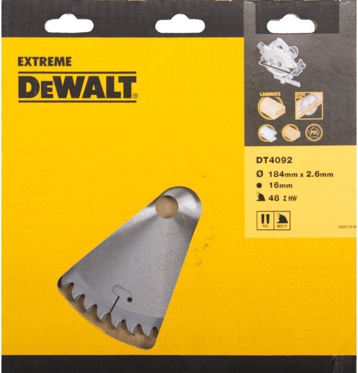 Lama per sega circolare Dewalt per laminato | estremo | ø 184mm foro asse 16mm 48t - dt4092-qz