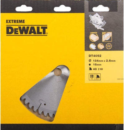 Dewalt circular saw blade for laminate | extreme | ø 184mm axle hole 16mm 48t - dt4092-qz