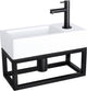 Set fontana Differnz ravo - 38,5x18,5x25cm - rettangolo - 1 foro per rubinetto - rubinetto dritto nero opaco - con cornice nera - ceramica bianca