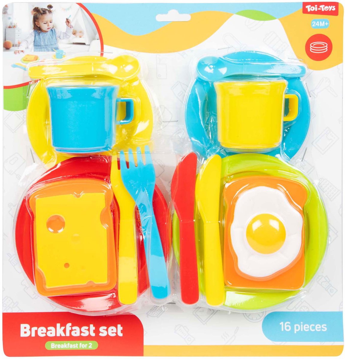 TOI-TOYS Set de desayuno de comida para el hogar, 16dlg.