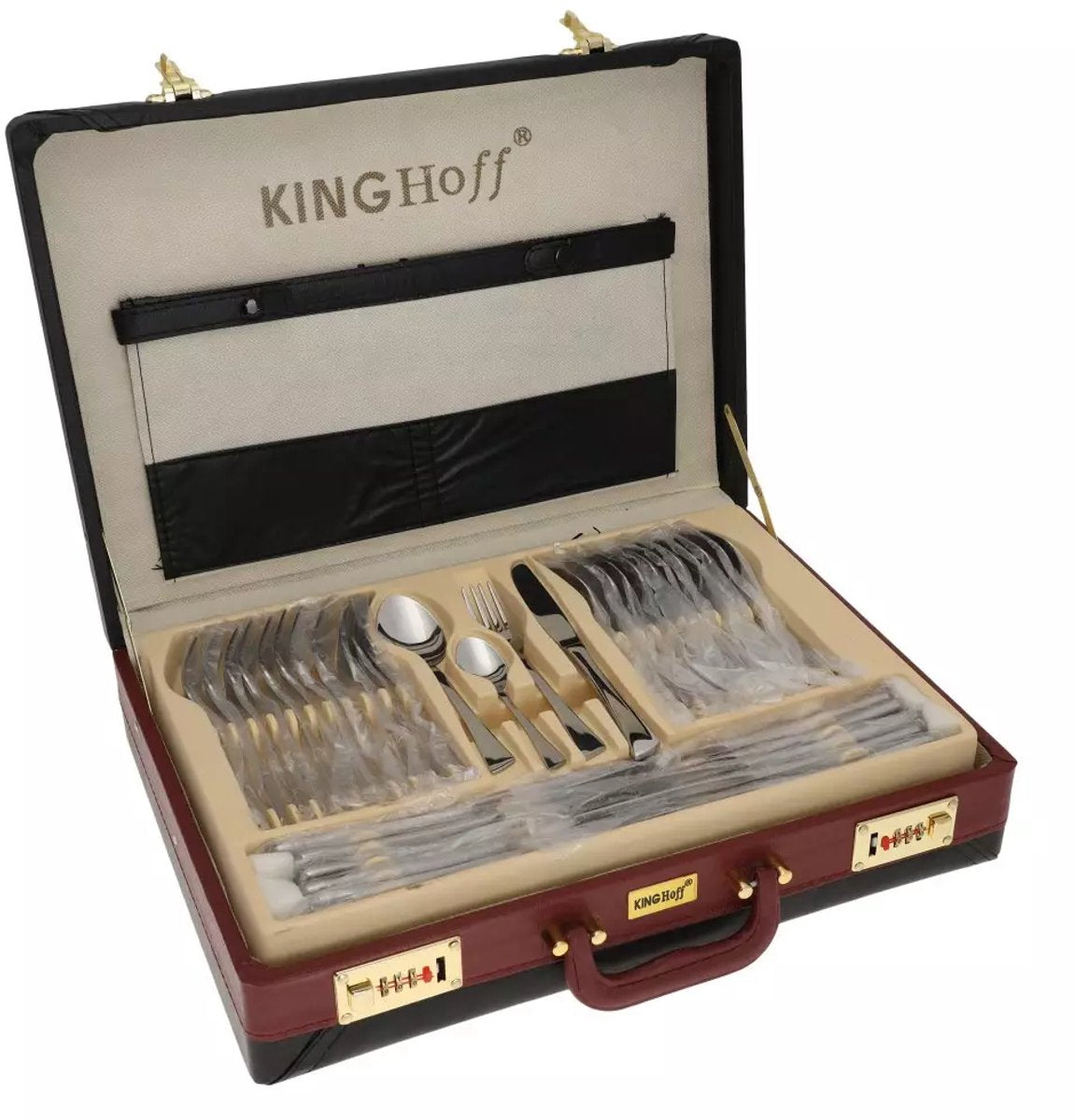 Kinghoff 3520 - set posate di lusso valigia - 72 pezzi - 12 persone - posate moderne