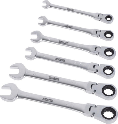 Set di chiavi ad anello flessibili a cricchetto Kreator krt500014 - 6 pezzi - in supporto di plastica
