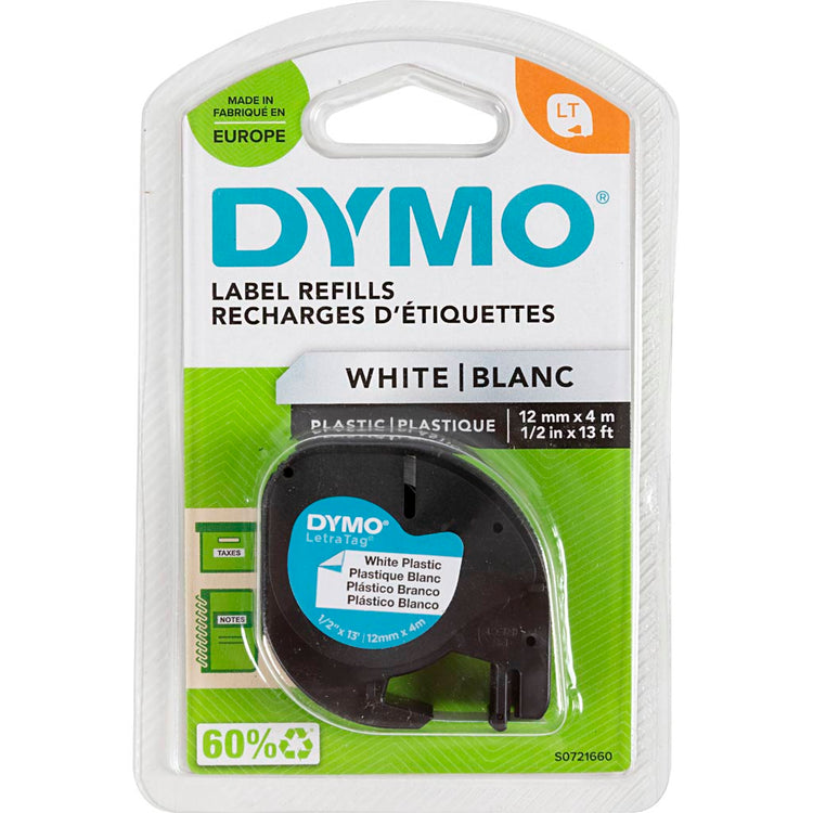 Cinta de plástico, L: 4 m, b: 12 mm, blanco, 4 m 1 rollo