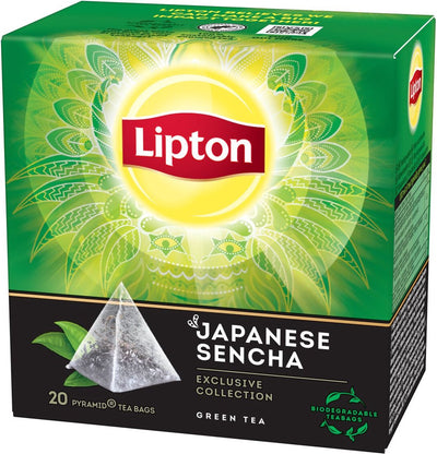 Lipton green tea japanse sencha - 80 theezakjes piramid - groene thee sencha - 4 x 20 zakjes - voordeelverpakking