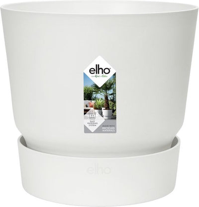Elho greenville rond 16 - bloempot voor buiten met waterreservoir - 100% gerecycled plastic - ø 16 x h 15.3 cm - wit