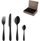 Amefa Oxford - Set di posate da 24 pezzi - per 6 persone - lucide - nere - in lussuosa scatola di legno