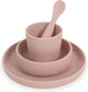 Jollein - set stoviglie per bambini 4 pezzi (rosa pallido) - silicone - stoviglie per bambini, posate per bambini - 6-18 mesi