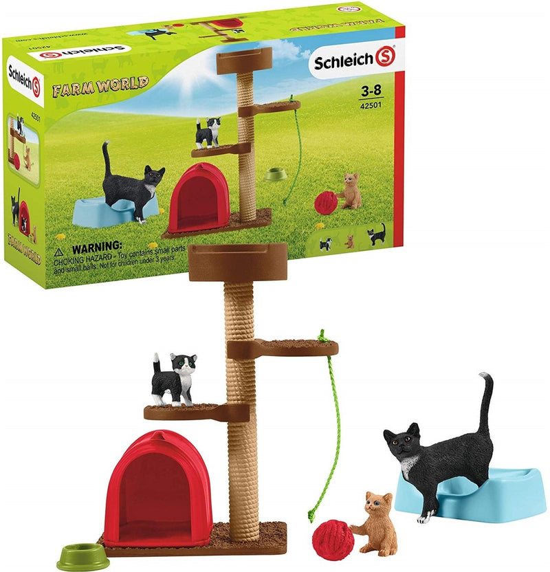 Mondo della fattoria Schleich - passeggiata con un simpatico gattino - set di personaggi - giocattoli per bambini per ragazzi e ragazze - da 3 a 8 anni - 9 parti