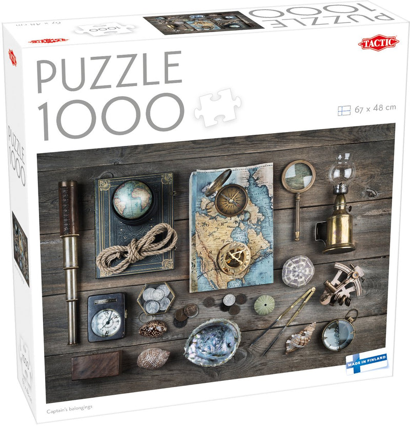 Oggetti del capitano tattico - puzzle - 1000 pezzi - oggetti di scoperta marittima - navigazione e avventura vintage - alta qualità scandinava