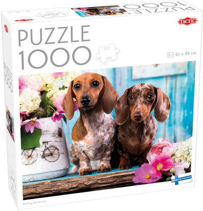 Tactic dashing dachshunds – puzzle – 1000 pieces – cute dachshunds – colorful animal photography – high scandinavian quality