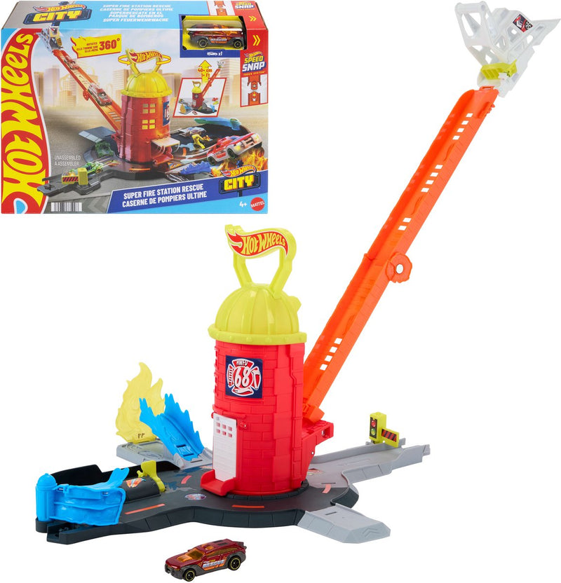 Hot Wheels City Super Rescue Fire Station Playset e macchinina