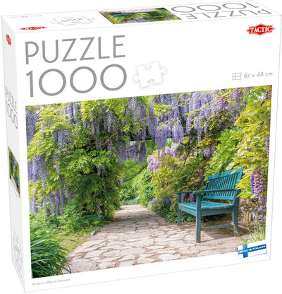 Vicolo tattico di glicine in fiore - puzzle - 1000 pezzi - sentiero del giardino di glicine in fiore - natura rilassante e atmosfera del giardino - alta qualità scandinava