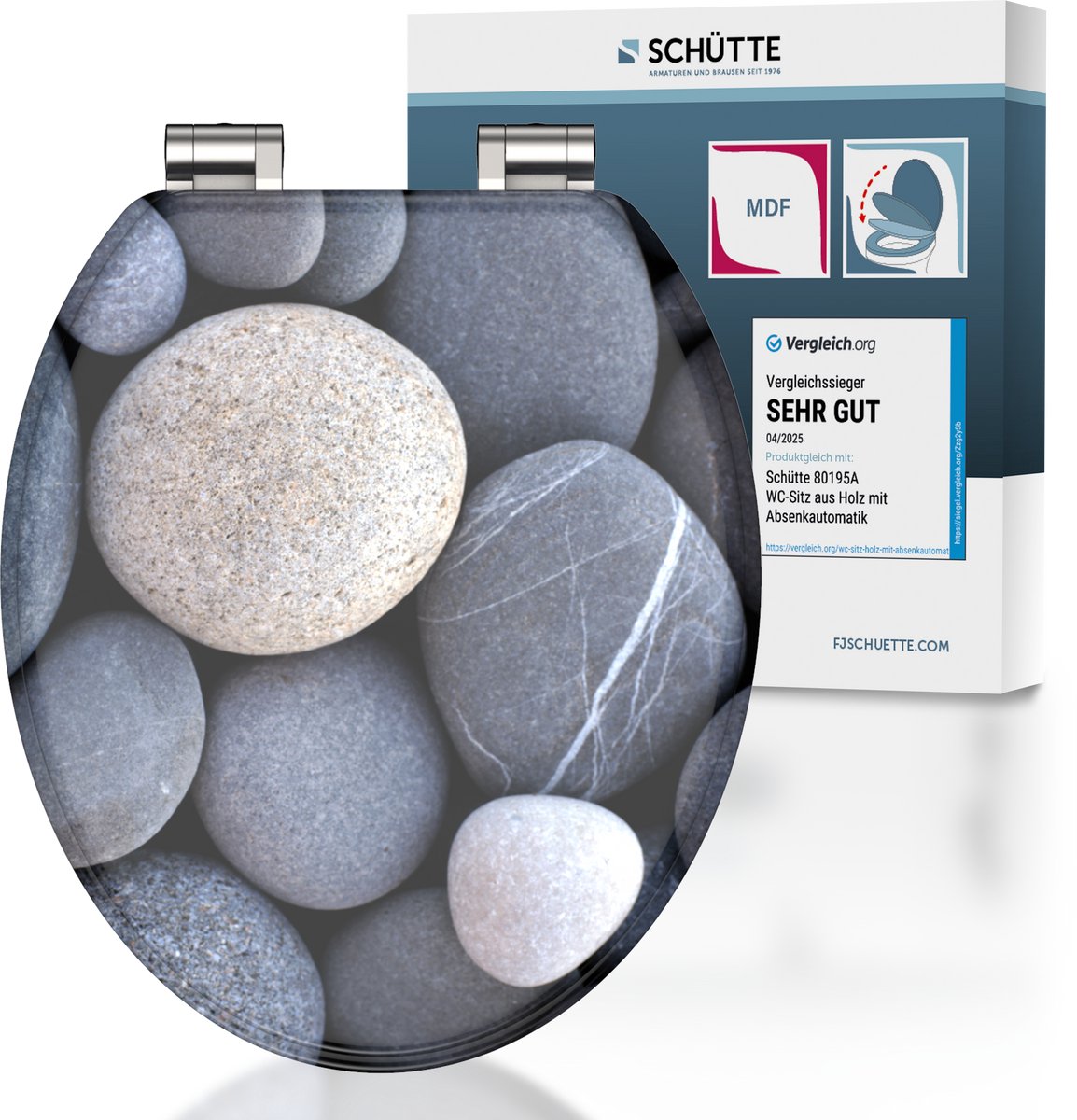 Asiento de inodoro Schütte Schütte con piedra gris de cierre suave