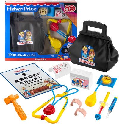 Fisher-price doctor's set 1988 - 11-piece set for fantasy play - mattel 80th back in time