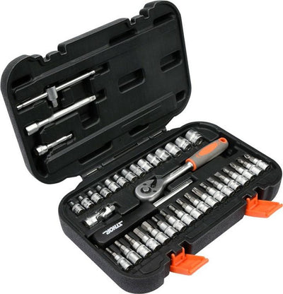 Sthor 58640 - socket wrench set - 1 4 inch - 38-piece - ergonomic handle