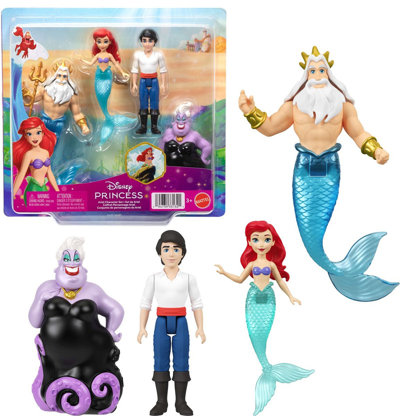 Mattel set de personajes de la princesa ariel de disney con 4 muñecas pequeñas