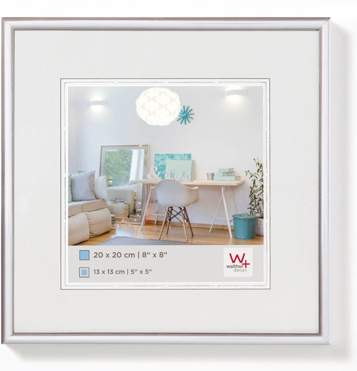 Walther new lifestyle - cornice in plastica - misura foto 20x20 cm - argento