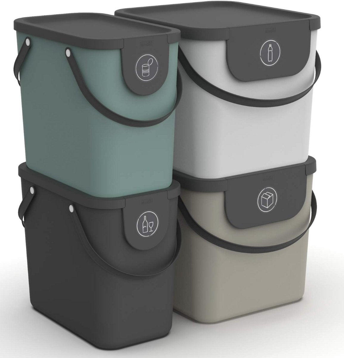 Rotho albula afvalscheiders - set van 4 - 2x 25l en 2x 40l - diverse kleuren