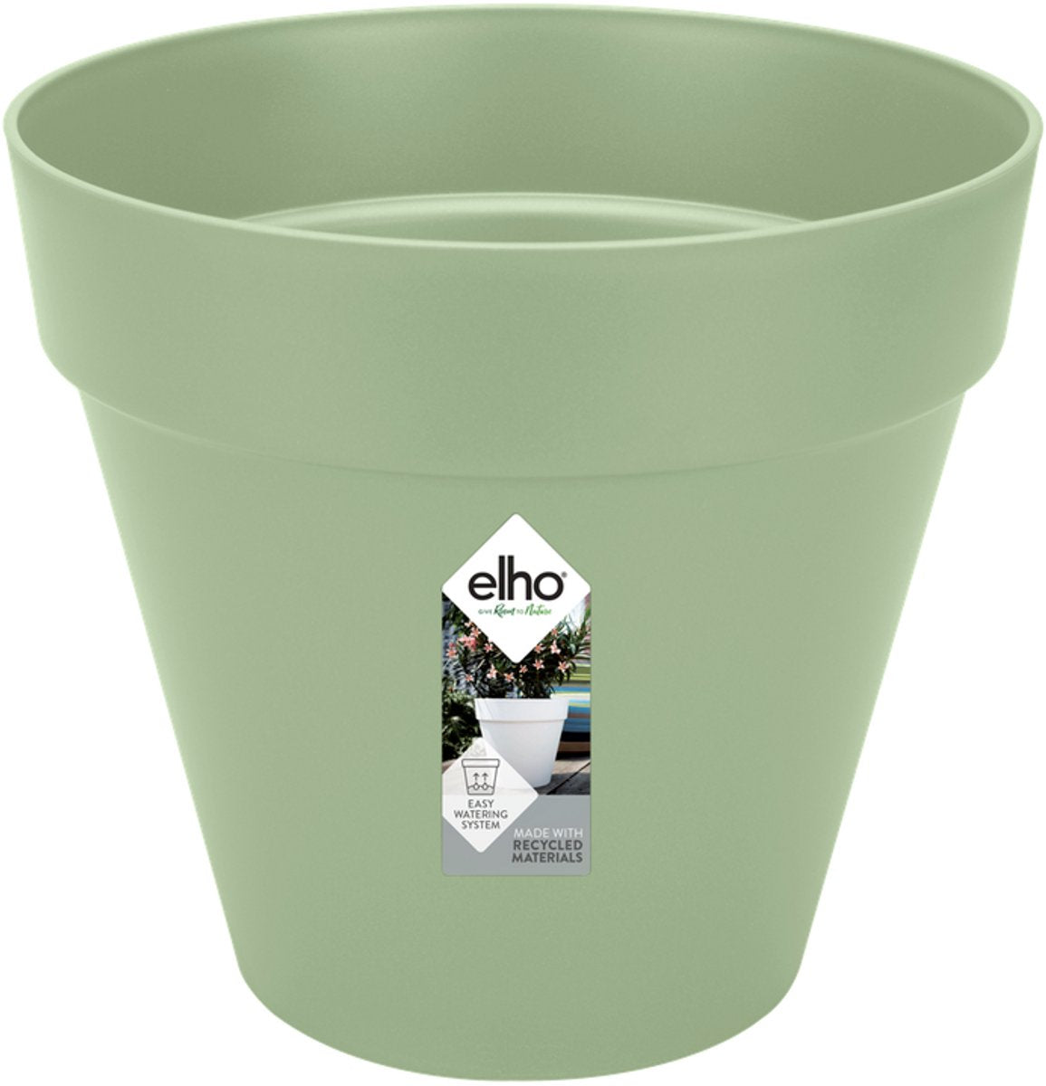 Elho loft urban round 50 - macetero de exterior - ø 48,5 x h 44,5 cm - verde pistacho
