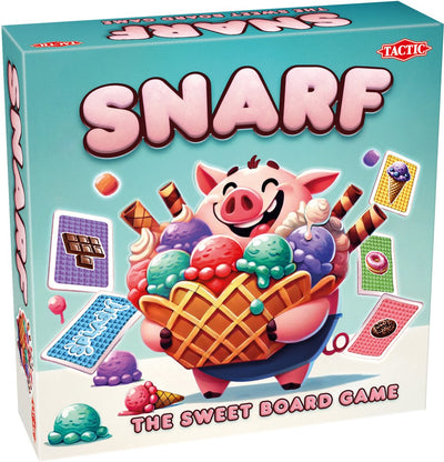 Snarf tattico - gioco da tavolo - gioco di carte strategico - gioco per famiglie - riempi i negozi di caramelle e manda il maiale - carte azione, tattiche e colpi di scena sorprendenti - da 2 a 4 giocatori - da 6 anni