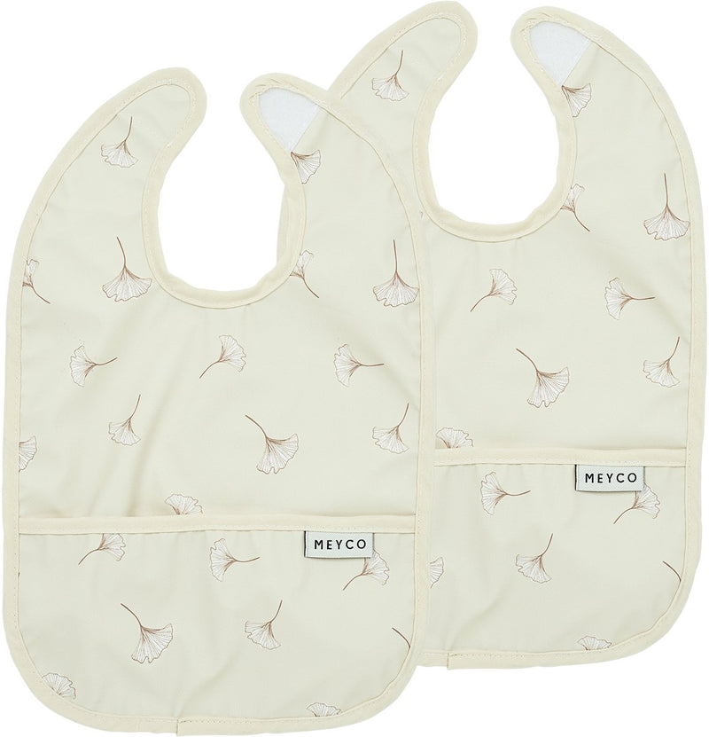 Bavaglino Meyco Baby Ginkgo con vassoio di raccolta - Confezione da 2 - Sabbia morbida
