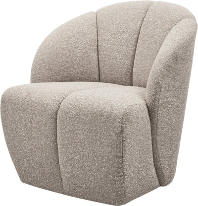 Poltrona girevole Woood mojo - bouclé - beige melange - 75x68x77
