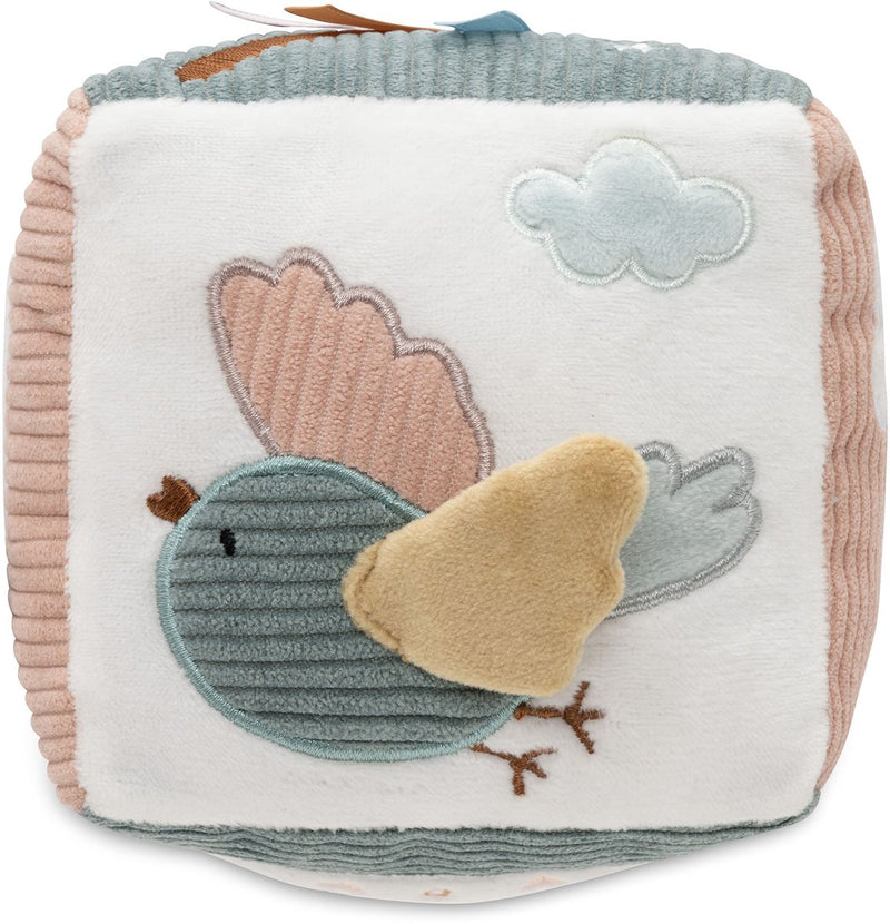 Jollein baby activiteitenkubus - lovely birds - polyester - sensorisch speelgoed