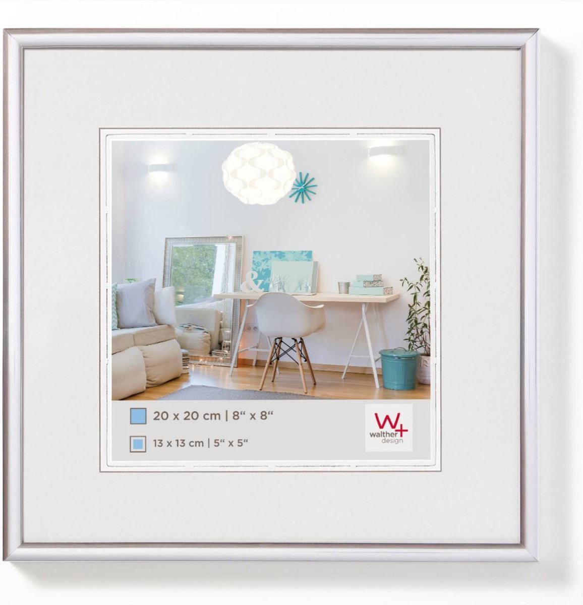 Walther new lifestyle - cornice in plastica - misura foto 20x20 cm - argento